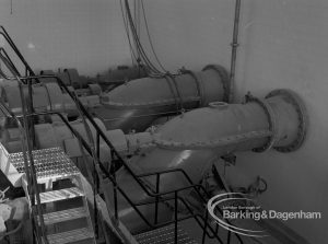Sewage Works Reconstruction (Riverside Treatment Works) XX, showing the large pipes in riverside pump room, 1967