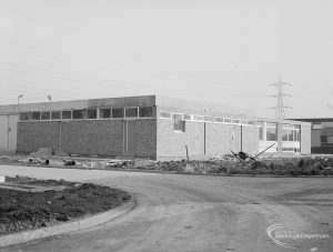 Sewage Works Reconstruction (Riverside Treatment Works) XX, showing  completed outbuilding and new road, 1967