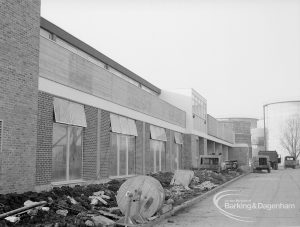 Sewage Works Reconstruction (Riverside Treatment Works) XX, showing  unfinished flank and roadway, 1967