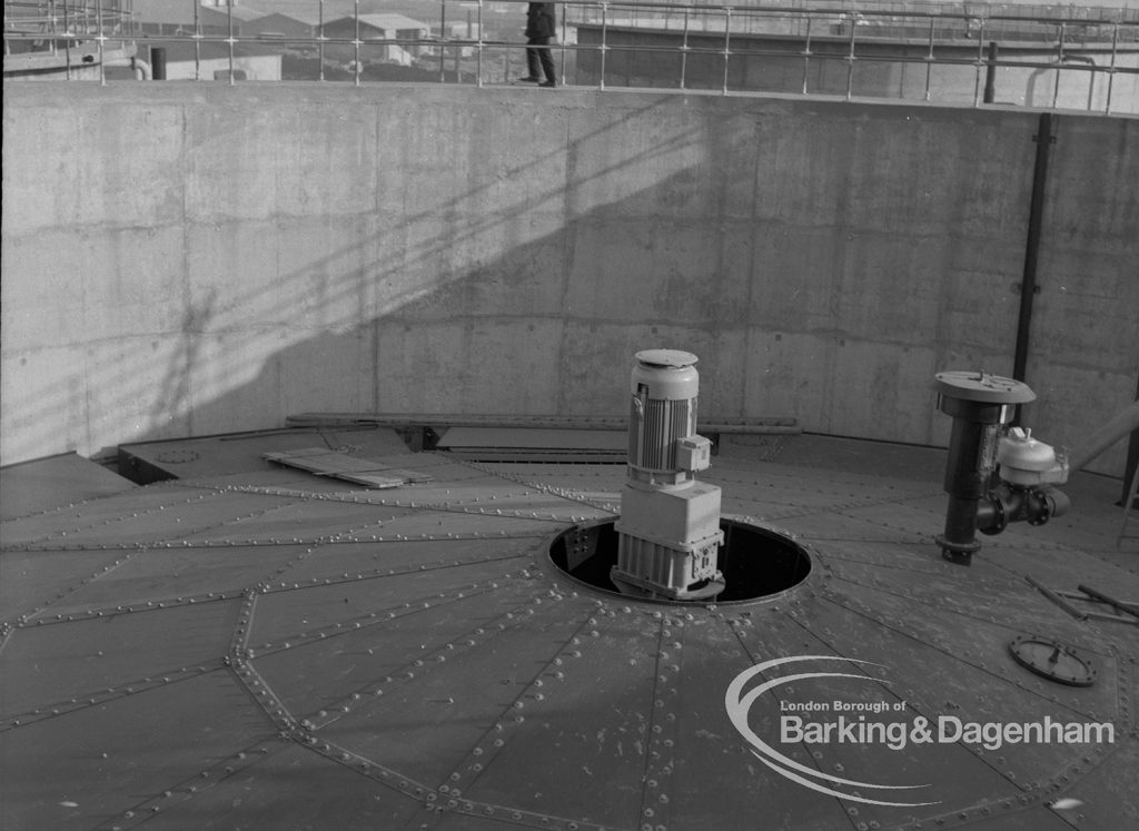 Sewage Works Reconstruction (Riverside Treatment Works) XX, showing the finished floor without sweep, and bridge, 1967