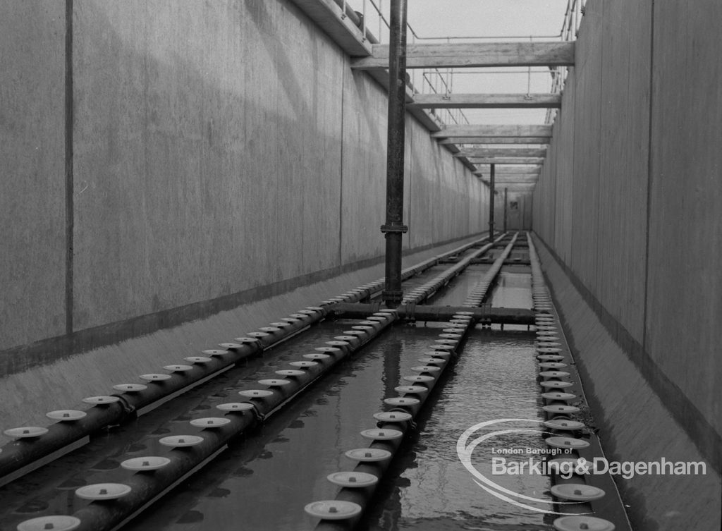 Sewage Works Reconstruction (Riverside Treatment Works) XX, showing great length of storm water [?] tank, 1967