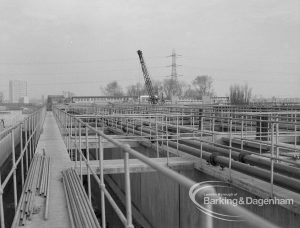 Sewage Works Reconstruction (Riverside Treatment Works) XX, showing gangways, catwalks and guard rails being erected, 1967