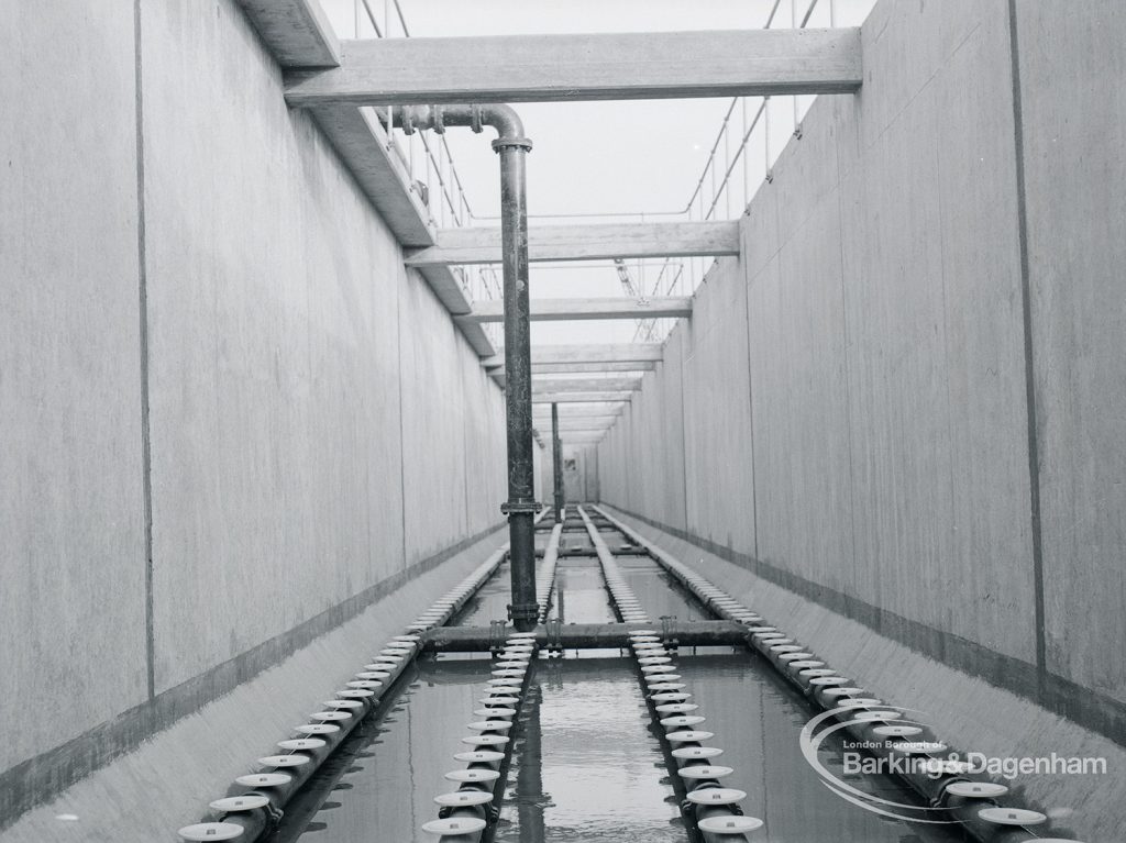 Sewage Works Reconstruction (Riverside Treatment Works) XX, showing central view of vast rectangular tank, 1967