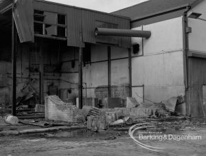 Cape Asbestos factory, Harts Lane, Barking, showing wrecked Boiler House, 1968