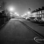 Street lighting at night in Dagenham, 1968