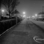 Street lighting at night in Dagenham, 1968