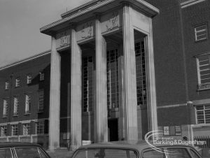 Portico at entrance to Civic Centre, Dagenham, 1968