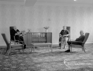 New Riverside Old People’s Home for Senior Citizens, Thames View, showing residents in the lounge, 1968