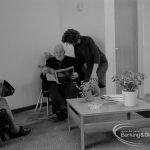 New Riverside Old People’s Home for Senior Citizens, Thames View, showing worker and residents in the lounge, 1968