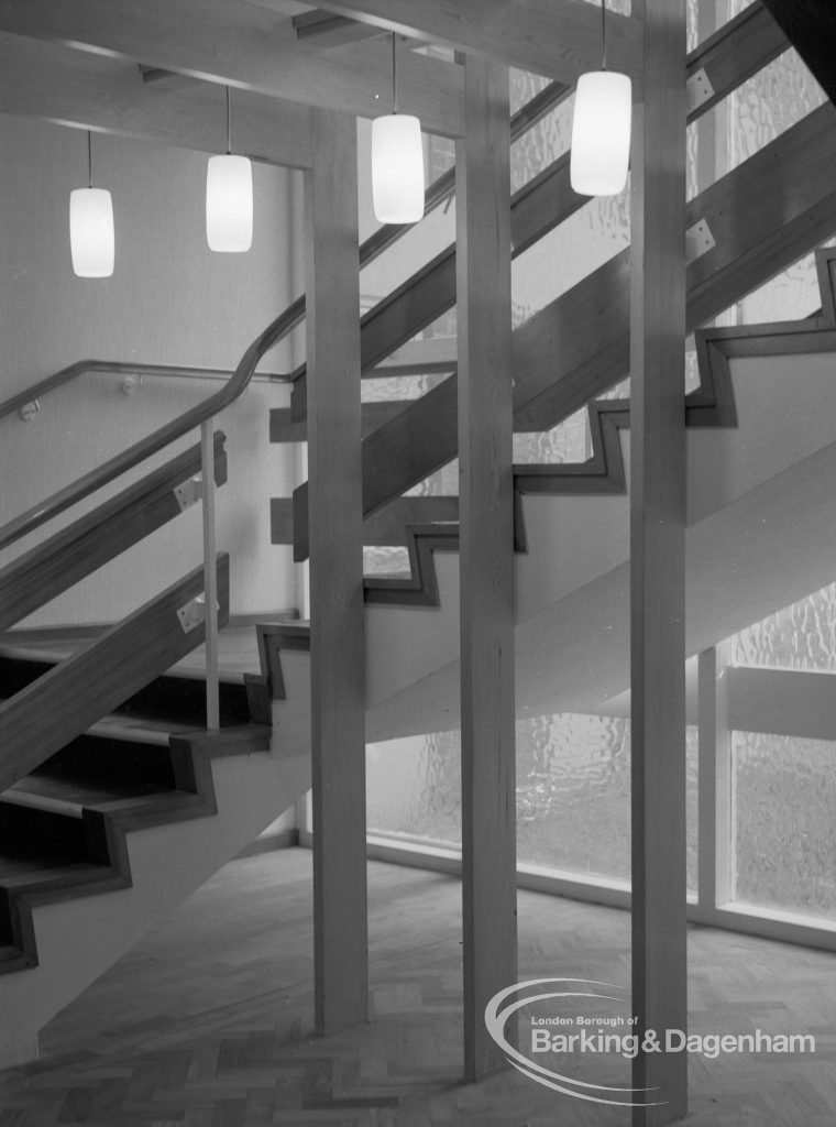 New Riverside Old People’s Home for Senior Citizens, Thames View, showing staircase, 1968