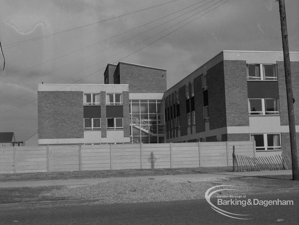 North section of Riverside Old People’s Home for Senior Citizens, Bastable Road, Thames View, taken from due south across Bastable Road, 1968