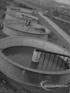 Sewage Works Reconstruction (Riverside Rainham Works), showing four circular tanks [on right in EES12767], 1968