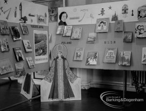 Barking Libraries Children’s Book Week [18th to 27th March] at Valence House, Dagenham, showing display of books on Yugoslavia, Poland and USSR, 1968