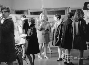 Barking Libraries Children’s Book Week [18th to 27th March] at Valence House, Dagenham, showing group of people at exhibition, 1968