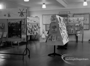 Barking Libraries Children’s Book Week [18th to 27th March] at Valence House, Dagenham, showing display stands in east end of museum room, 1968