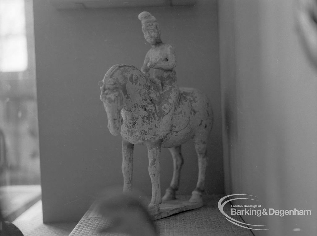 Victoria and Albert  Animals in Art exhibition [possibly in Rectory Library, Dagenham], showing Chinese horse and rider, 1968