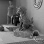 Victoria and Albert  Animals in Art exhibition [possibly in Rectory Library, Dagenham], showing sitting ornamental horse, 1968