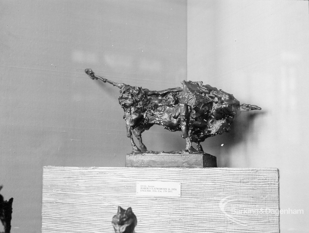 Victoria and Albert  Animals in Art exhibition [possibly in Rectory Library, Dagenham], showing modern bronze boar, 1968