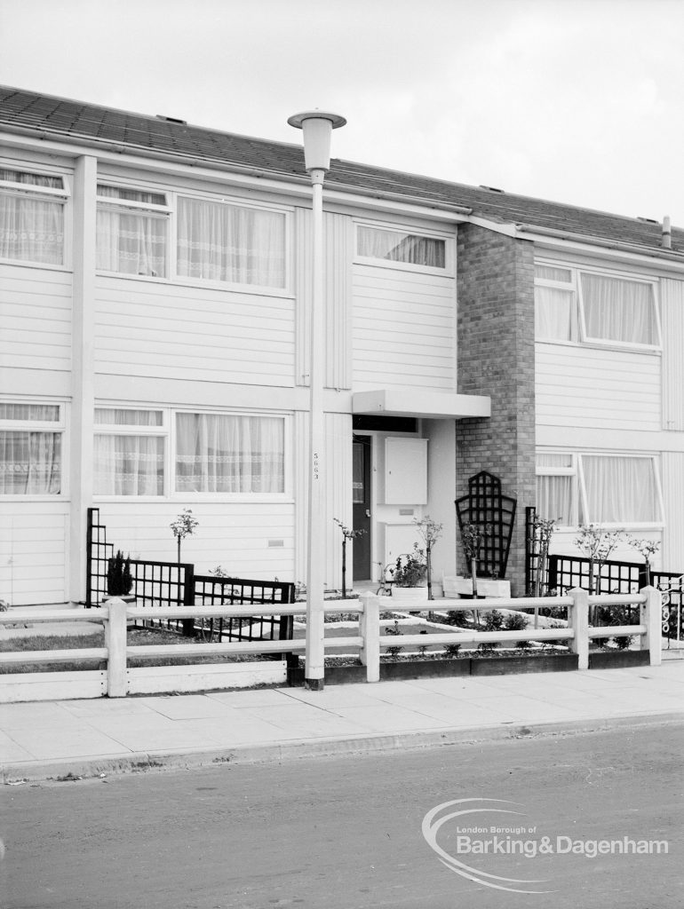 Street lighting, showing new development in Church Lane, Dagenham area, 1968