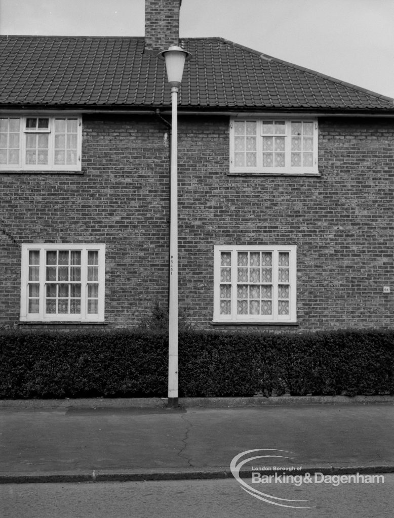 Street lighting, showing single lantern type outside council house in Church Lane, Dagenham, 1968