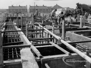 Housing development at Castle Green site in Gorebrook Road and Ripple Road, showing foundations of the tower block(s), 1968