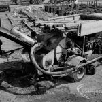 Housing development at Castle Green site in Gorebrook Road and Ripple Road, showing the powered concrete pump on wheels, 1968