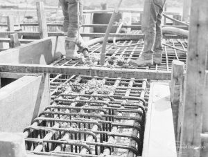 Housing development at Castle Green site in Gorebrook Road and Ripple Road, showing strong steel reinforcement, 1968