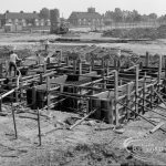 Housing development at Castle Green site in Gorebrook Road and Ripple Road, showing shuttering with Goresbrook Road behind, 1968