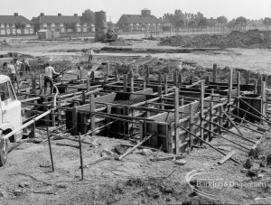 Housing development at Castle Green site in Gorebrook Road and Ripple Road, showing shuttering with Goresbrook Road behind, 1968