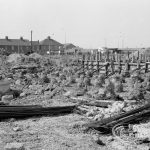 Housing development at Castle Green site in Gorebrook Road and Ripple Road, showing foundations for blocks, 1968