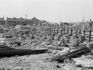 Housing development at Castle Green site in Gorebrook Road and Ripple Road, showing foundations for blocks, 1968