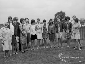 London Borough of Barking Libraries staff, showing farewell party at Wantz Library for Miss V Thurman, 1968