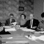 Child Welfare at Woodstock Hall, Gubbins Lane, Harold Wood, showing psychiatrists, headmaster and welfare officers discussing case, 1968