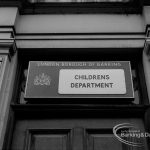 London Borough of Barking Child Welfare at Children’s Department, Barking, showing name over entrance, 1968