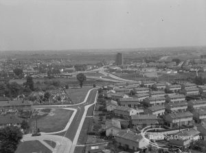 London Borough of Barking Town Planning, showing Ballards Road, Dagenham and Rainham Road South roundabout, taken from Thaxted House, 1968