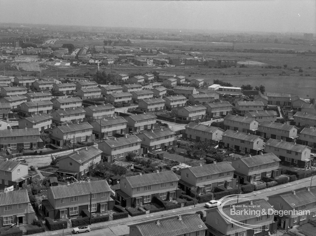 London Borough of Barking Town Planning, showing both sides of road at Rookery Farm development, 1968