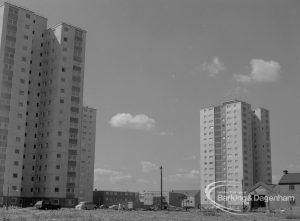 Housing, showing tower blocks east of Town Hall, Barking, 1968