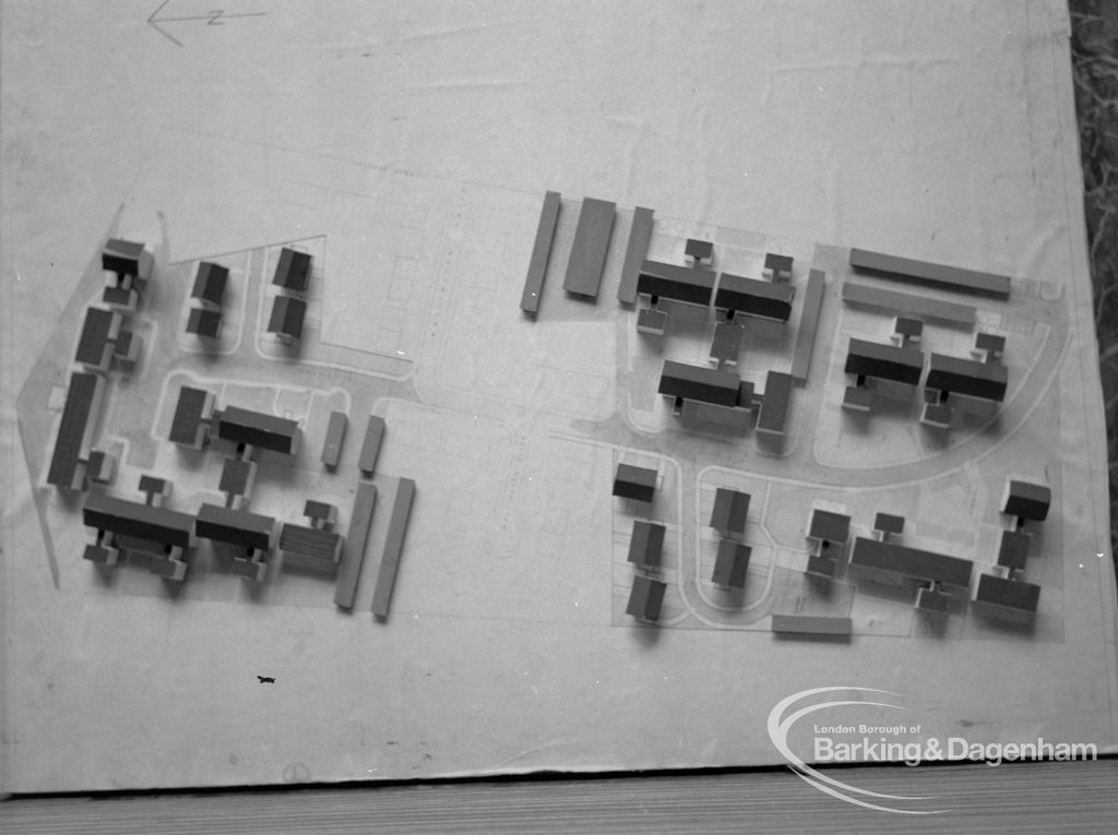 Model of Barking Town Hall and environs from above, 1968