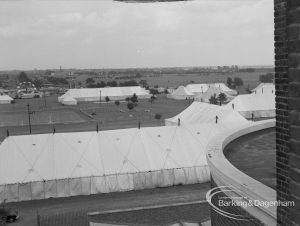 Dagenham Town Show 1968 marquees, taken from roof of Civic Centre, 1968