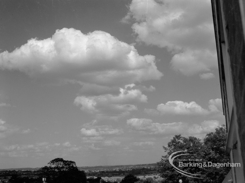 Unidentified photographic negative by Egbert E Smart of cloudy sky, 1968