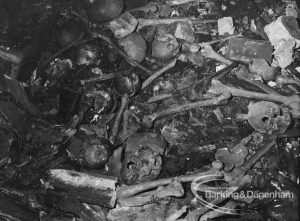 St Margaret’s Church, Barking, showing Cambell family vault following discovery of lead coffin and bones of Sir Thomas Cambell, 1968