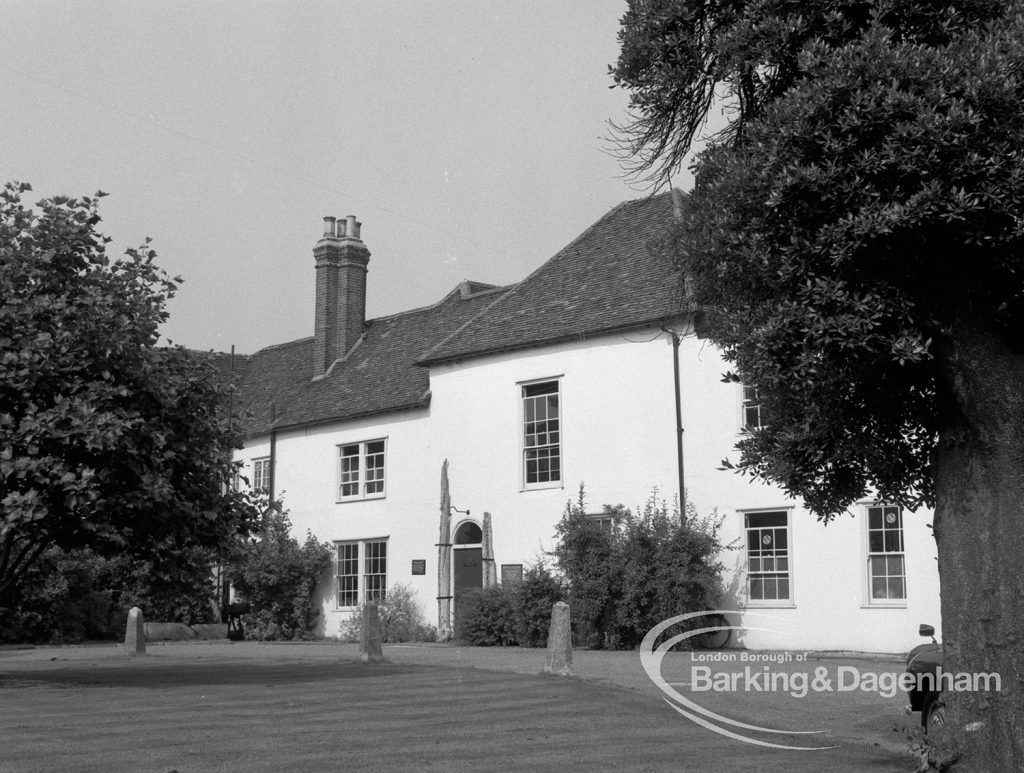 Valence House, Dagenham, showing part of main front, with whalebones around door, 1968