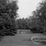 Valence House, Dagenham, showing gardens between rear of House and moat, 1968