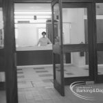 Welfare, showing Leys Avenue Occupational Centre for the Physically Handicapped, Dagenham, with entrance and reception desk [building officially opened 15 October], 1968