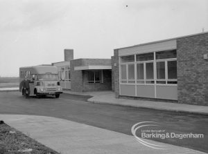 Welfare, showing exterior view of Leys Avenue Occupational Centre for the Physically Handicapped, Dagenham, with van in background, 1968