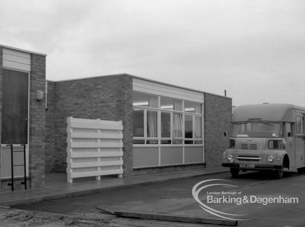 Welfare, showing exterior view of Leys Avenue Occupational Centre for the Physically Handicapped, Dagenham, looking east, 1968