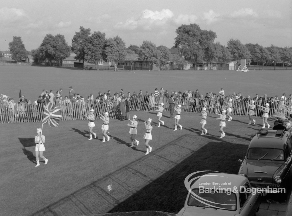 Barking Carnival 1968, showing majorettes on parade, 1968