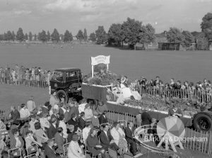 Barking Carnival 1968, showing concourse, crowd, and Barking’s Queen arriving on float, 1968