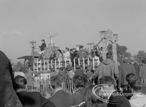 Barking Carnival 1968, showing spectators watching passing decorated float, 1968