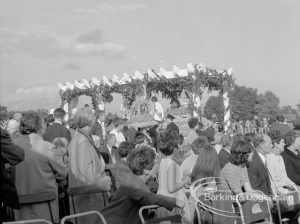 Barking Carnival 1968, showing decorated float and crowd of spectators, 1968